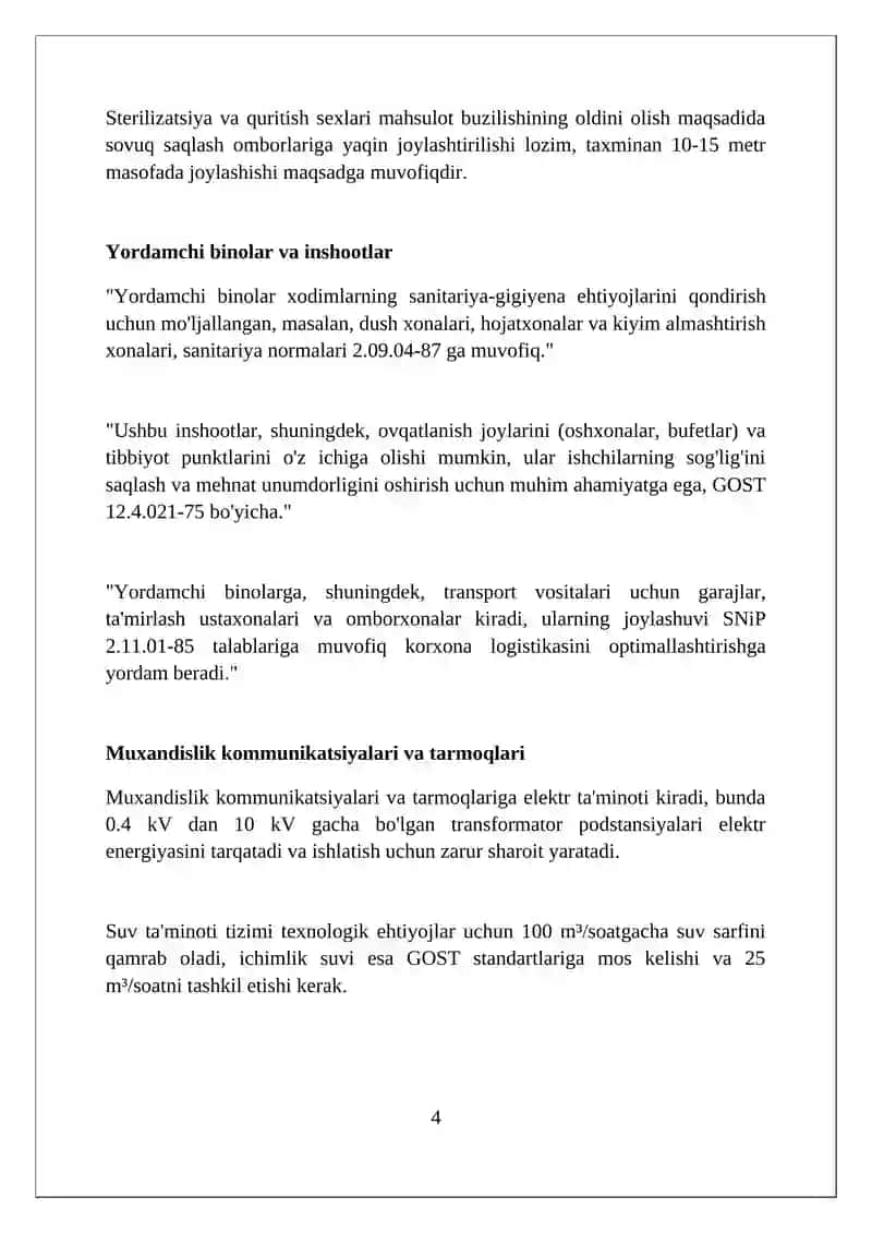 Meva sabzavotlarni qayta ishlash korxonasining bosh plani bilan tanishish 4