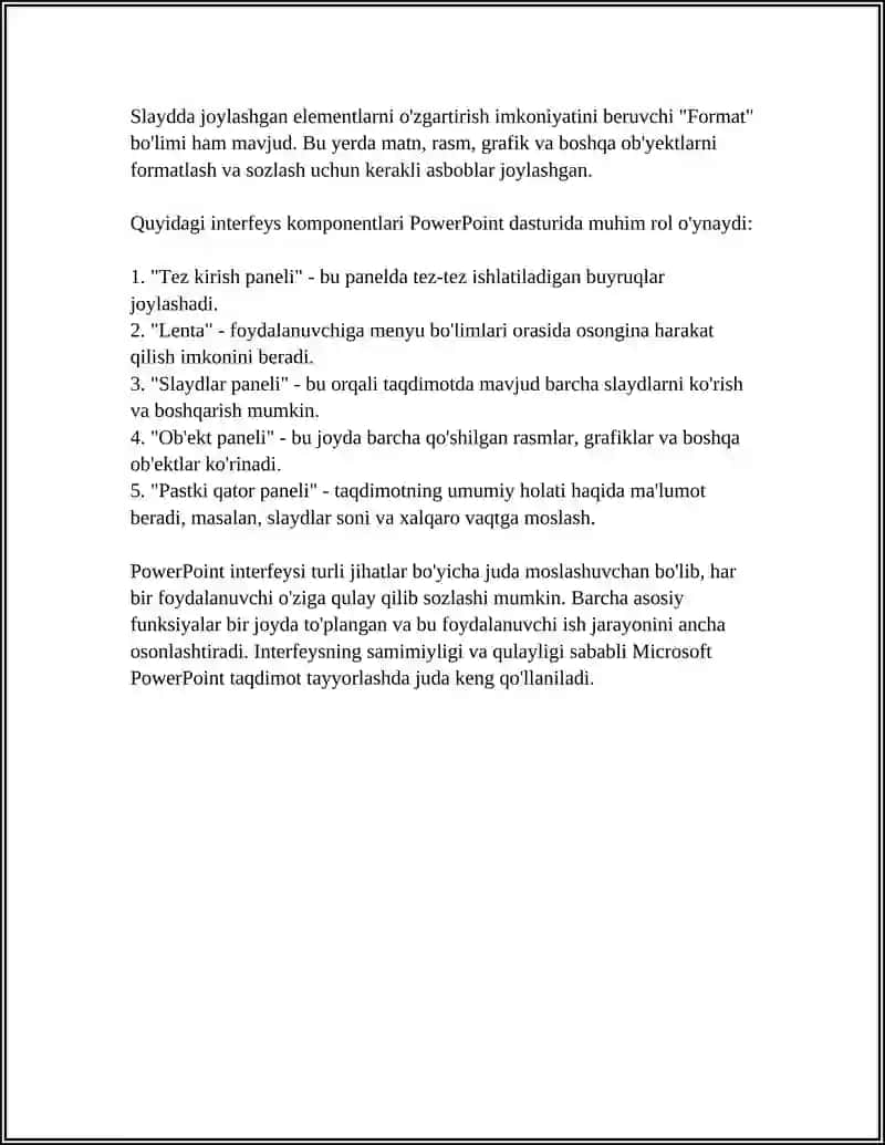 MICROSOFT POWER POINT DISTURBANCE TAQDIMOT YARATISH ASOSLAR 4