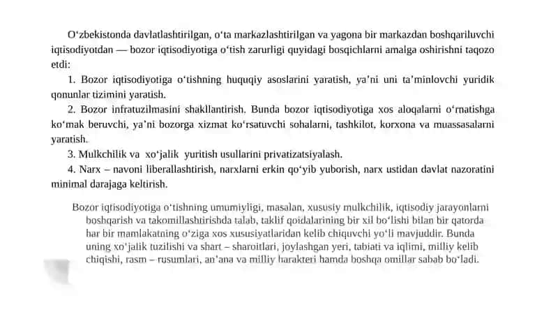 Oʼzbekistonda bozor munosabatlarining rivojlanishi 4