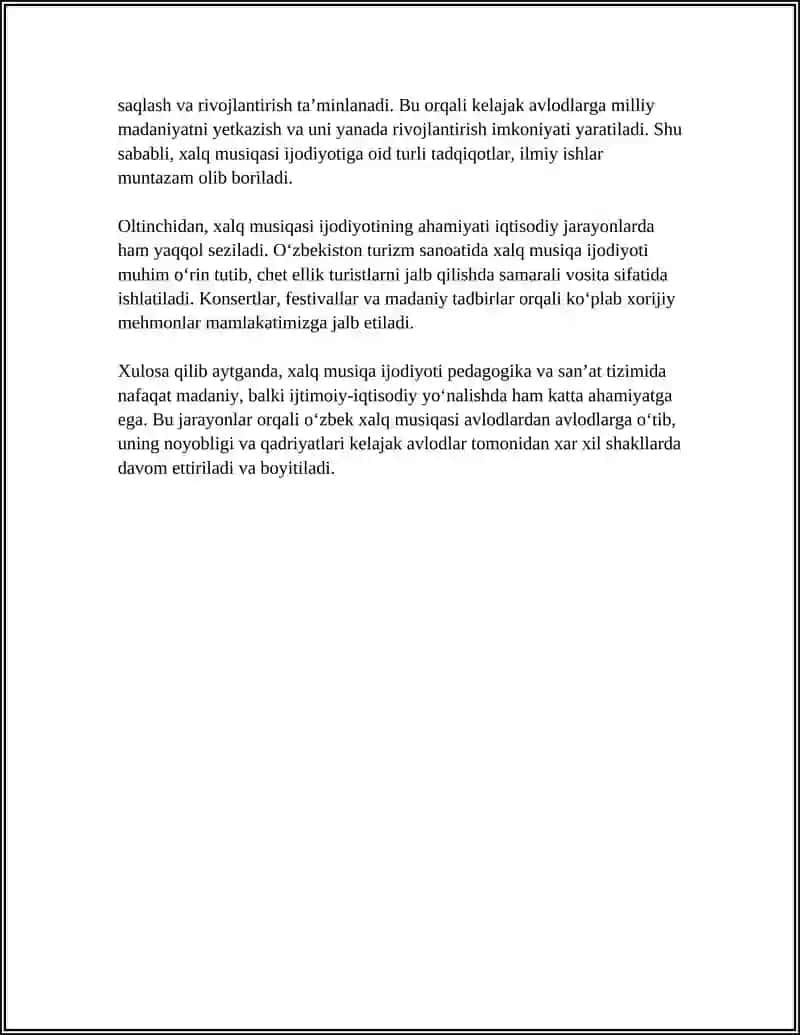 XALQ MUSIQA IJODIYOTI FANNING PEDAGOGIKA VA SAN’AT TIZIMIDAGI 4