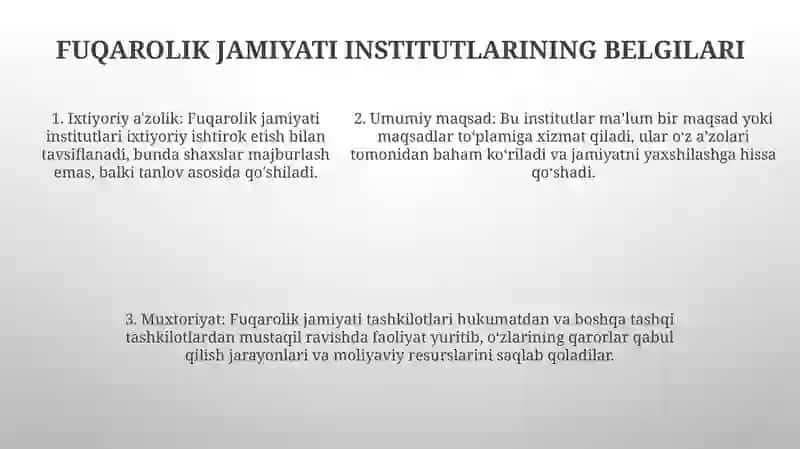 Fuqarolik Jamiyati Institutlari Tushunchasi, Belgilari, Tarkibiy Elementlari 4