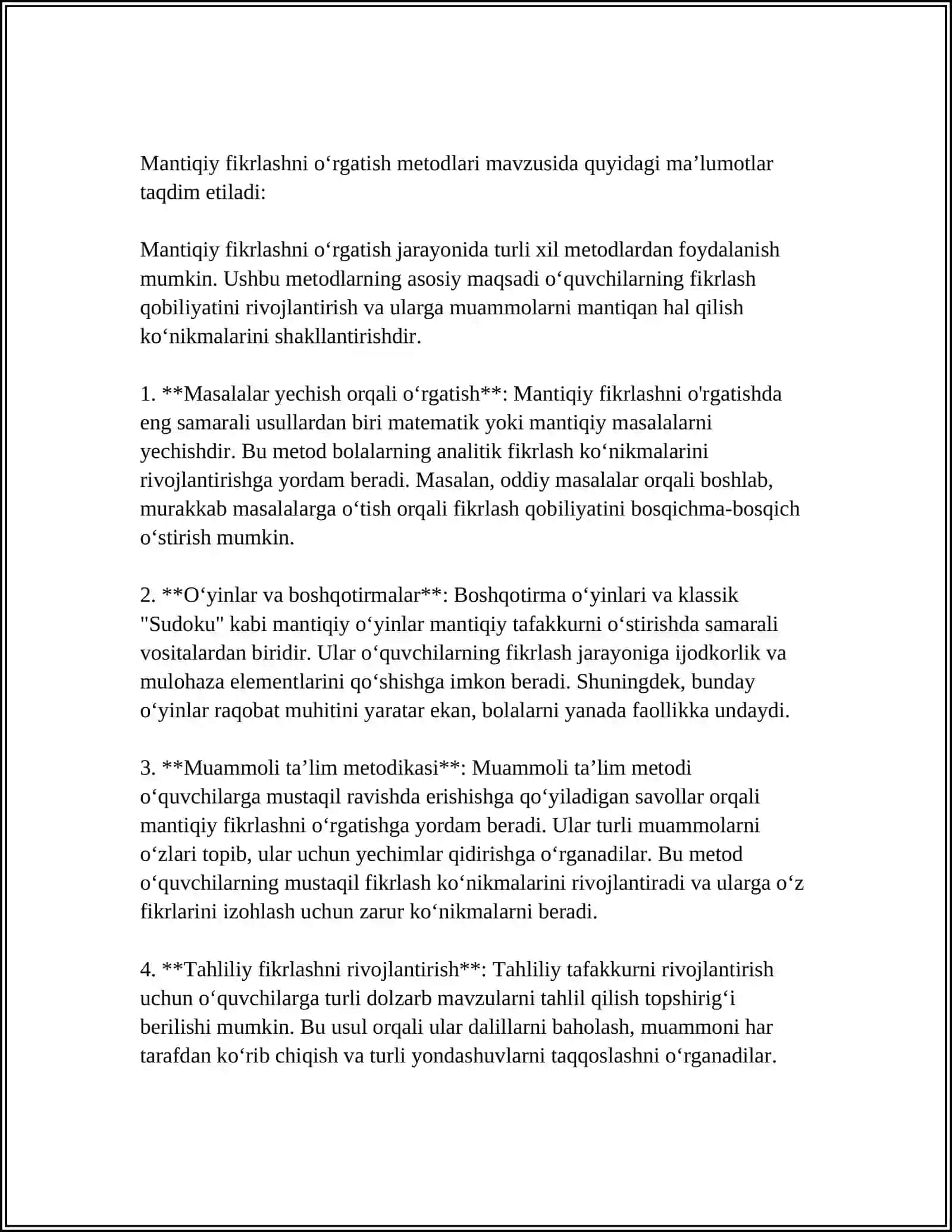Mantiqiy fikrlashni oʻrgatish metodlari 4