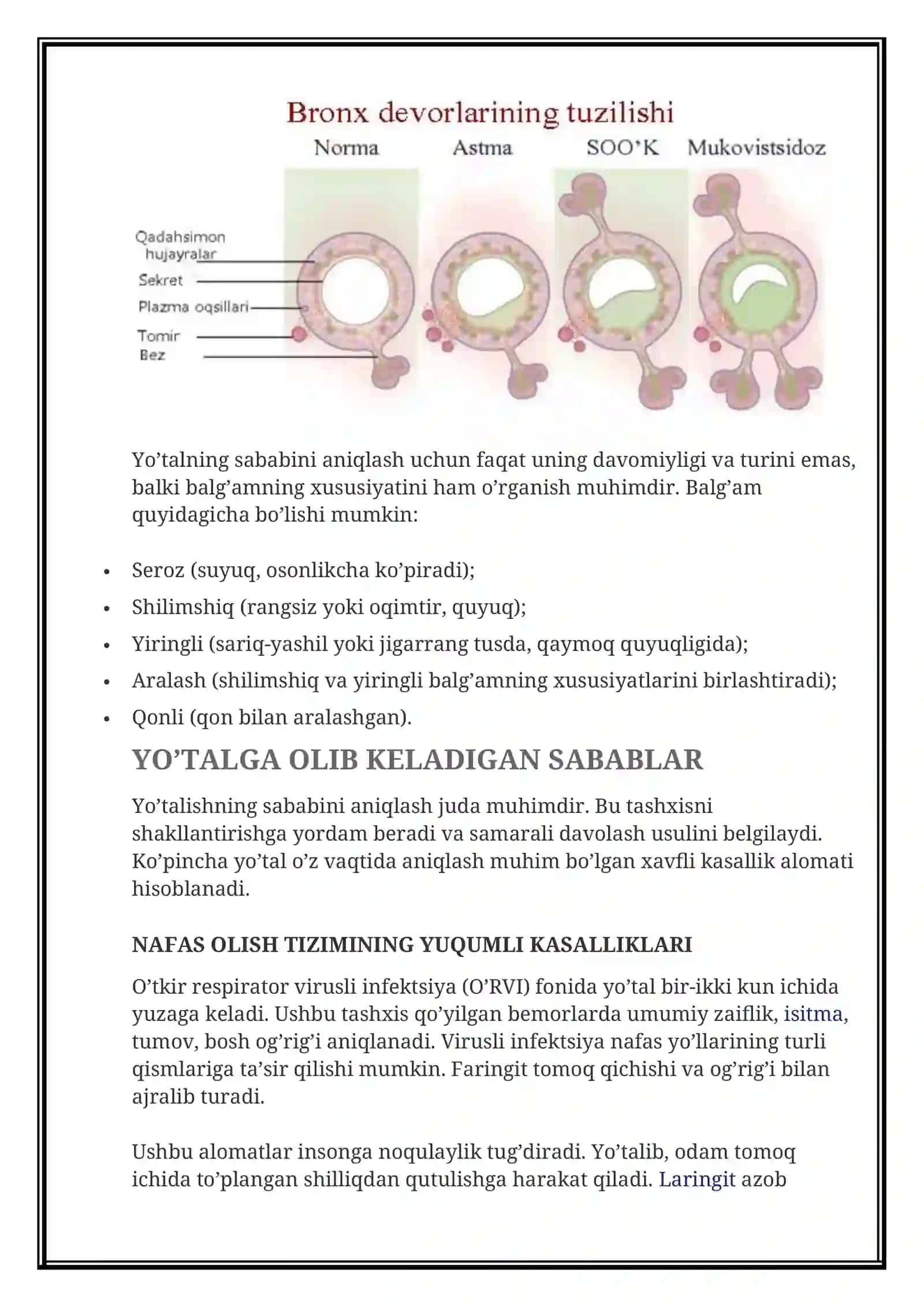 Yo'tal qo`zg`atuvchisi - Bolalarda va kattalarda. Yuzaga kelish sabablari, Yo'talga qarshi dorilar va xalq tabobati 4