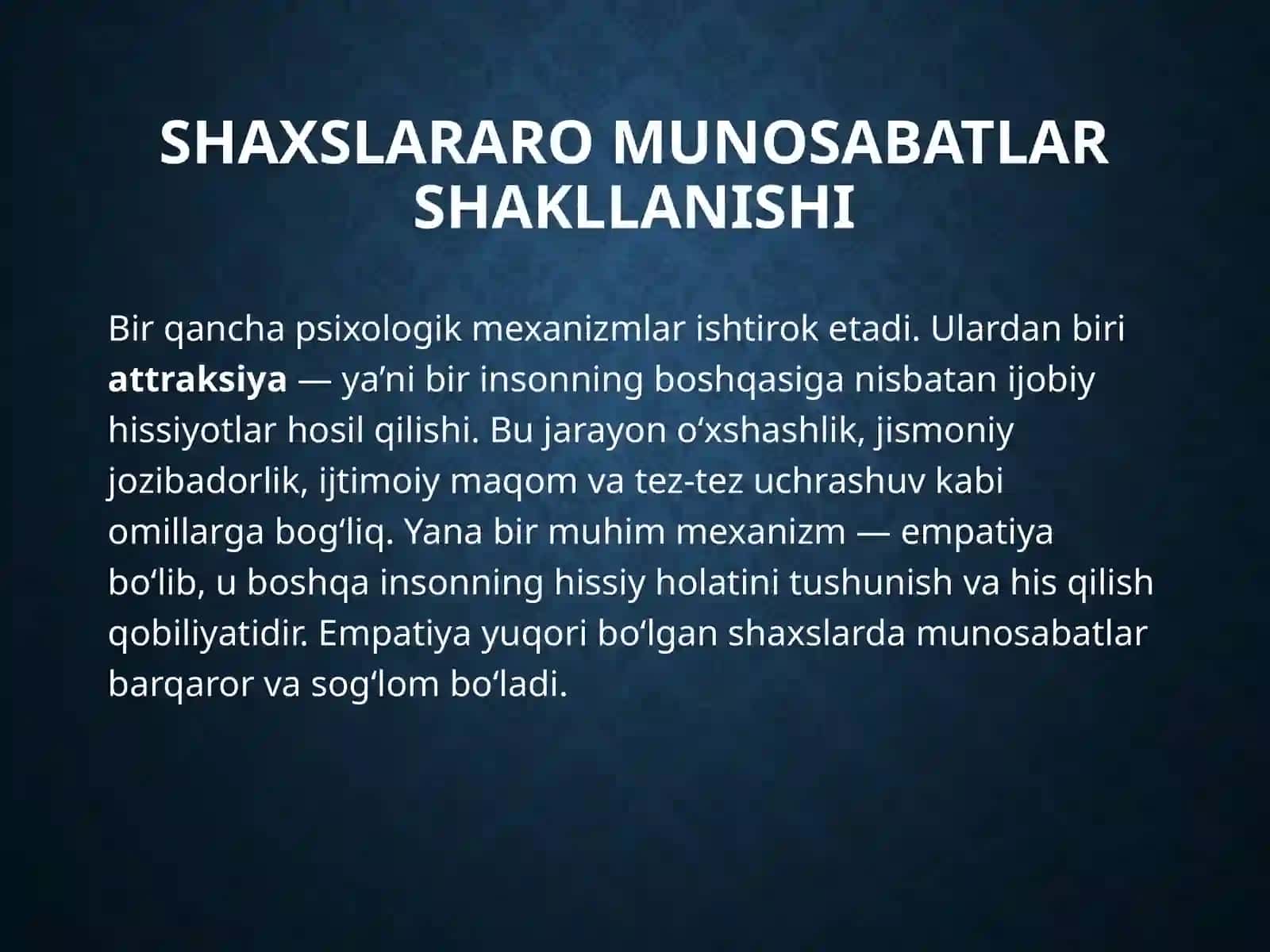 Muloqot va shaxslararo munosabatlar psixologiyasi 4