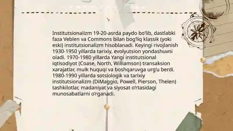 Institutsionalizm yo'nalishining mohiyati va ahamiyati 4