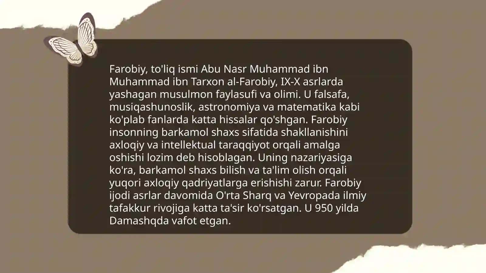 Sharq mutafakkirlarining barkamol shaxs to'g'risdagi qarashlari haqida taqdimot 4