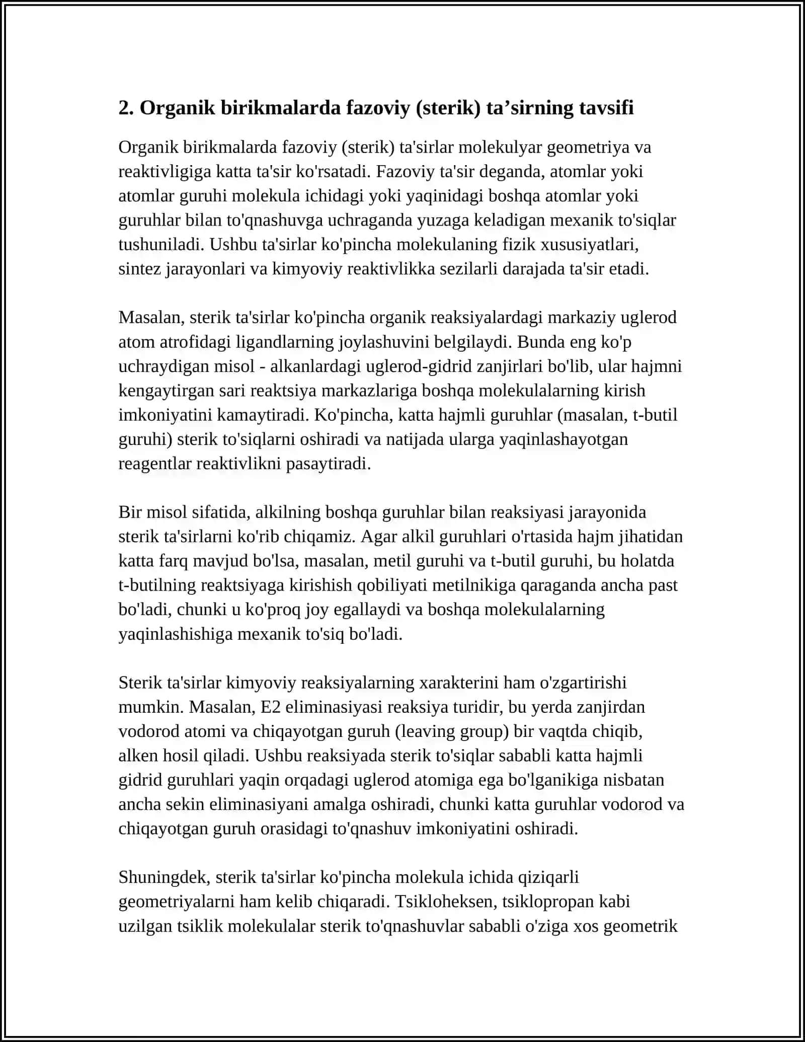 ORGANIK BRIKMALARNING FAZOVIY TASIRI. TASIRLANISH AROMATIKLIK 4