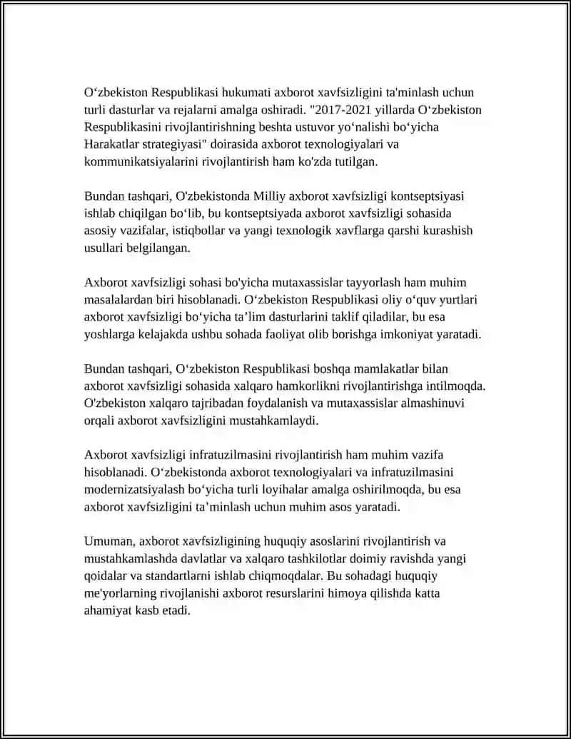 Axborot xavfsizligining huquqiy asoslari 4