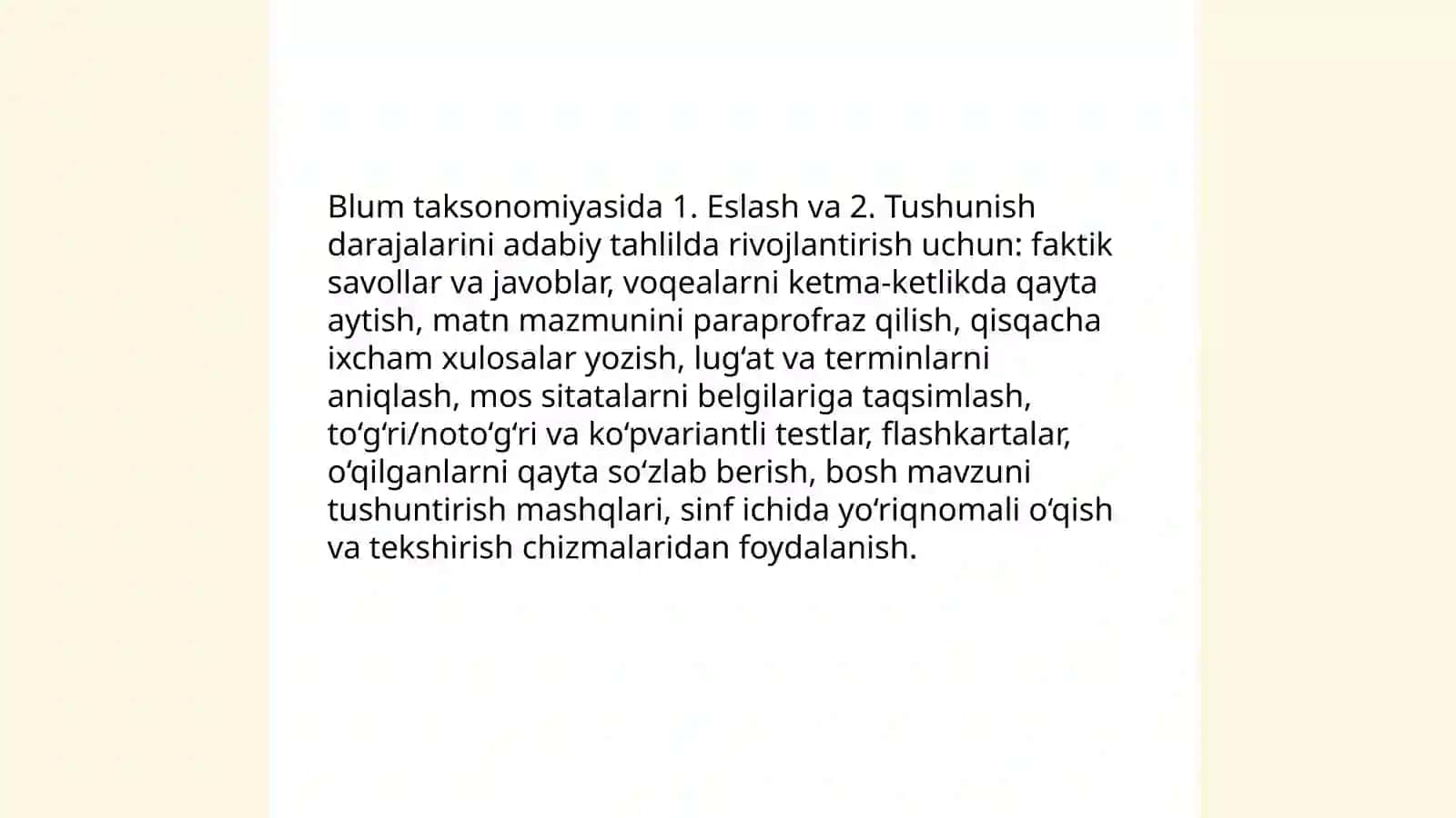 Blum taksonomiyasi va adabiy taʼlim 4