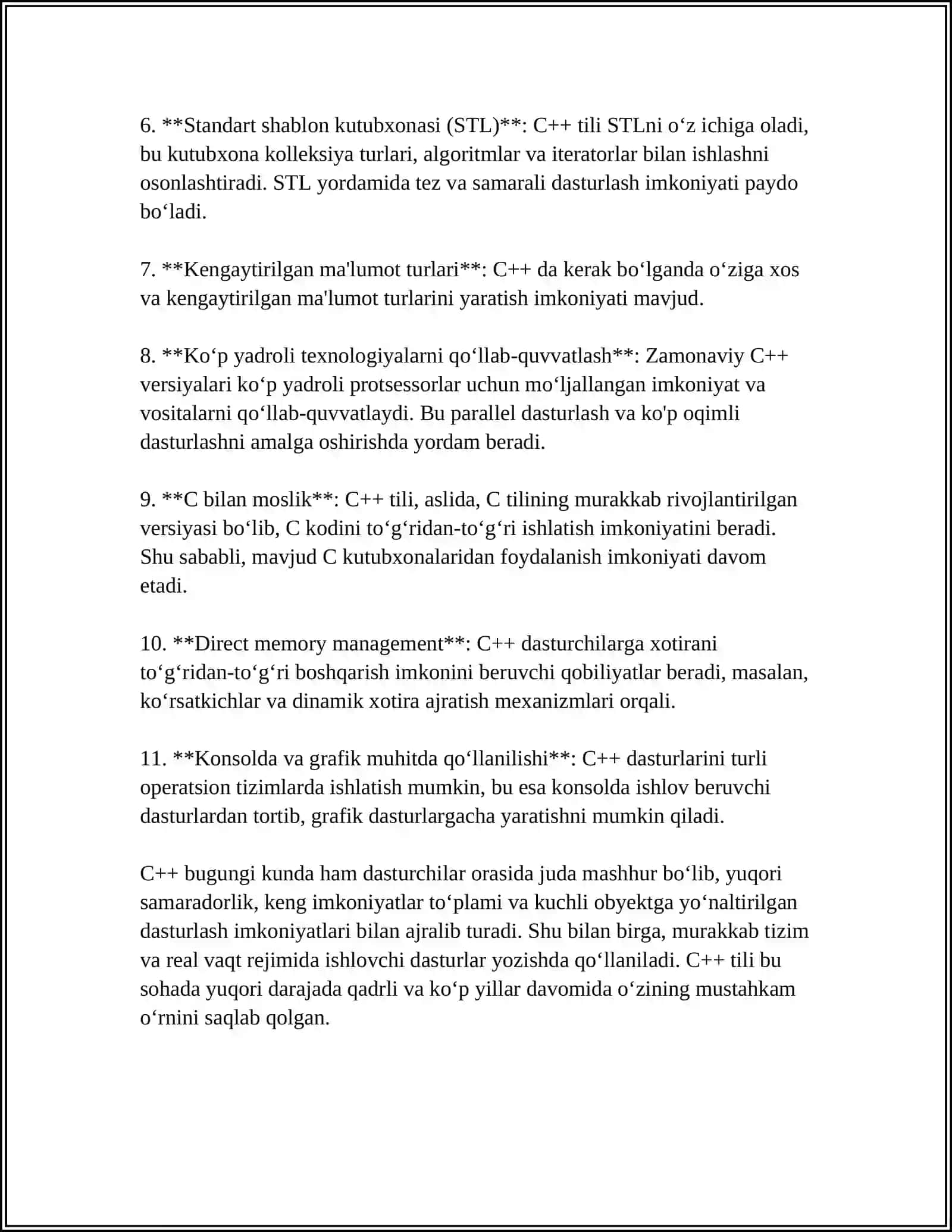 DASTURLASH TILLARI C++ 4
