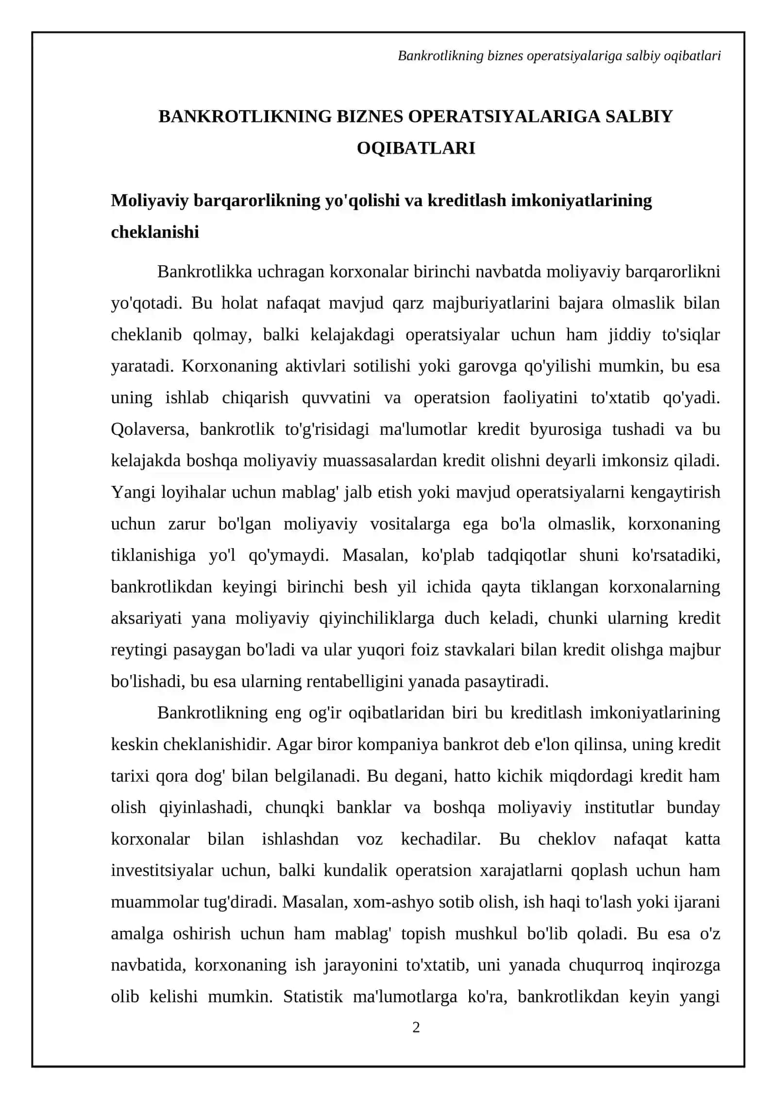Bankrotlik va uning biznesga ta'siri 4