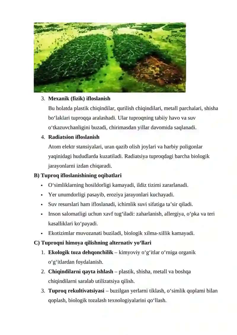 Tuproq ifloslanish yo‘llari va bu muammolarning alternativ yechimlari 4