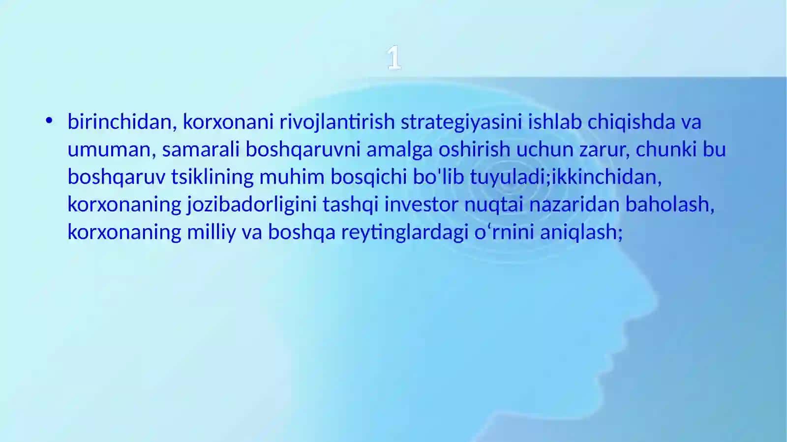 Boshqaruv tahlilini tashkil qilish va uni ma’lumotlar bilan ta’minlash 4