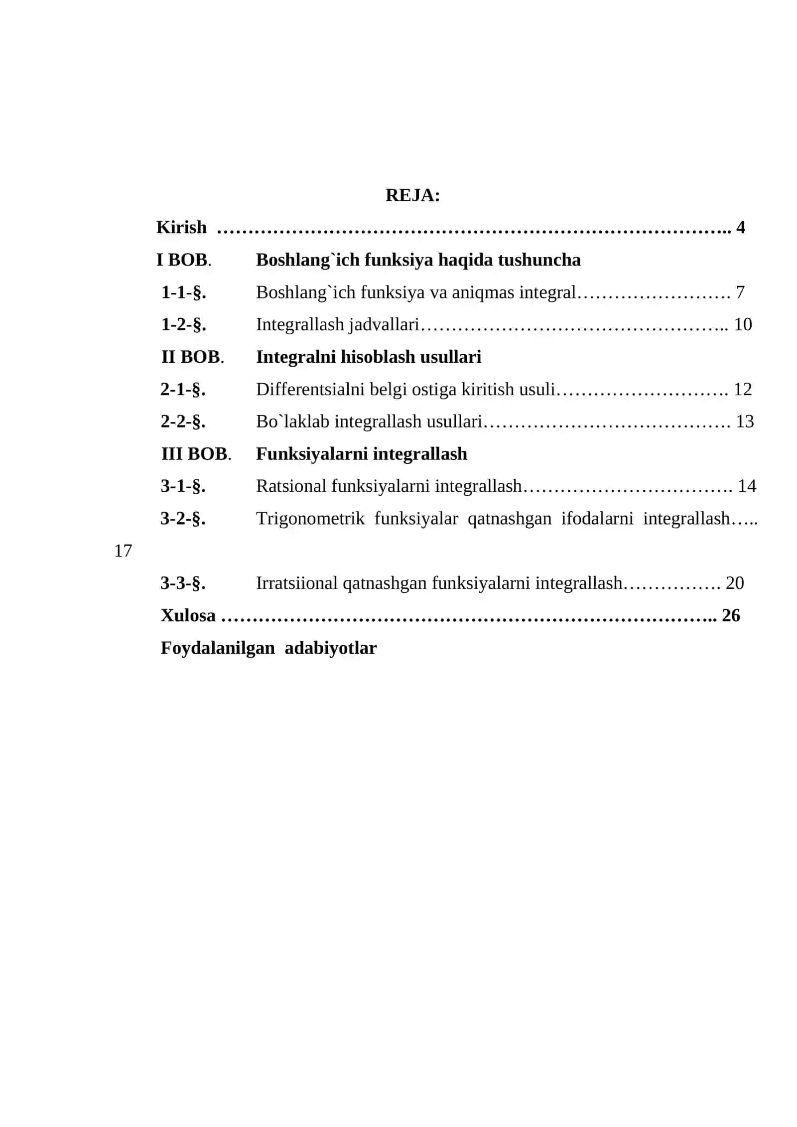 Boshlang’ich funksiya va aniqmas integrallar tushunchasi 4
