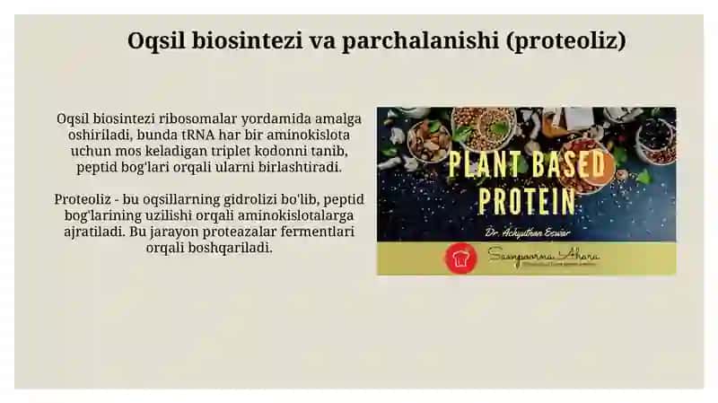 Oqsillarning biokimyoviy o'zgarishi 4