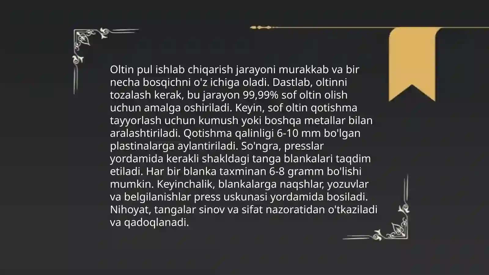 Oltin pulning tarixi 4