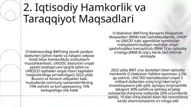 O'zbekiston Respublikasining BMT bilan hamkorligi 4