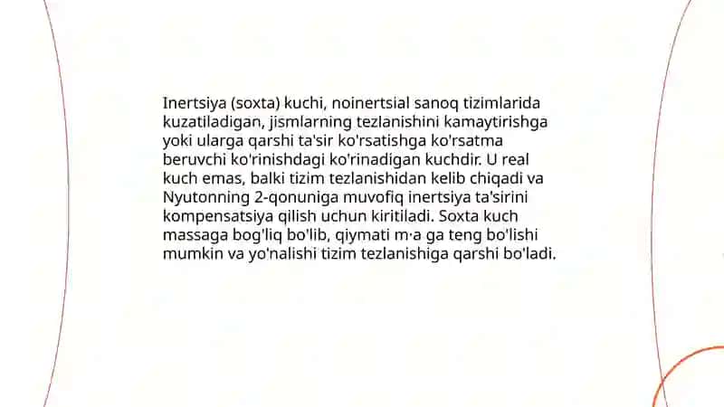 Noinertsial sanoq tizimlaridagi inertsiya kuchlari 4