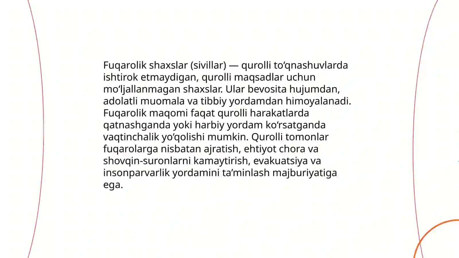 Qurolli to‘qnashuvlar huquqiga daxildor bo‘lgan shaxslar va ob’ektlarning asosiy toifalari 4