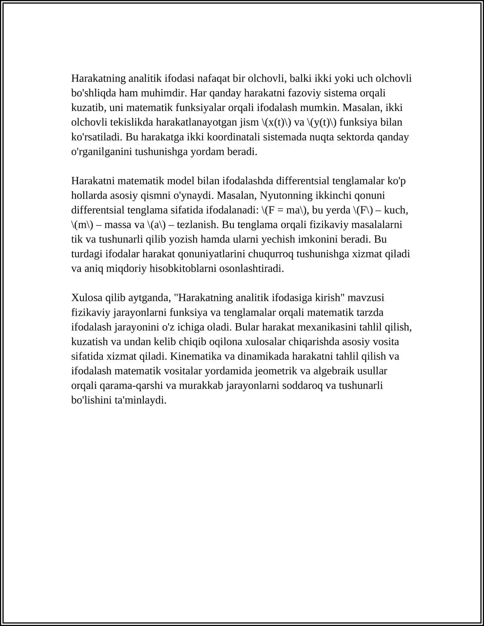 HARAKATNING ANALITIK IFODASI 4