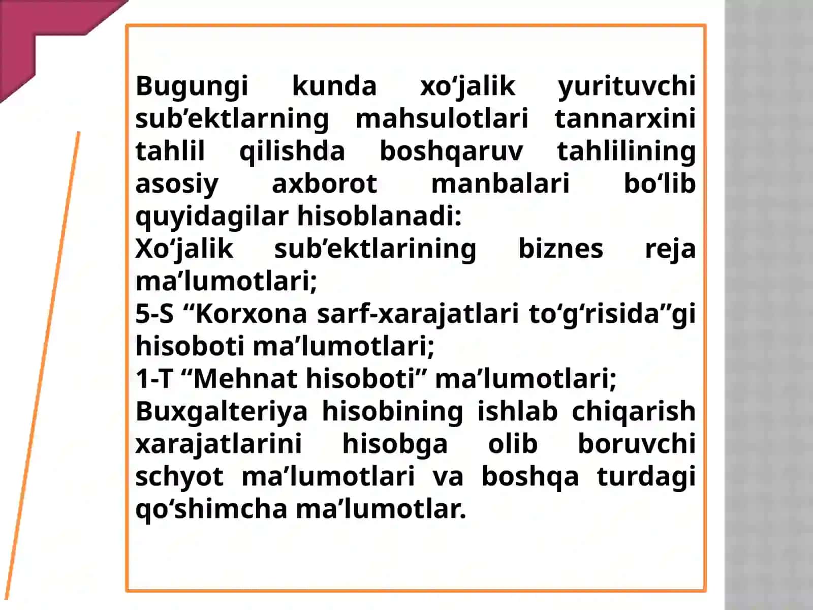 Mahsuloti ishlab chiqarish va davr xarajatlari tannarxining tahlili 4