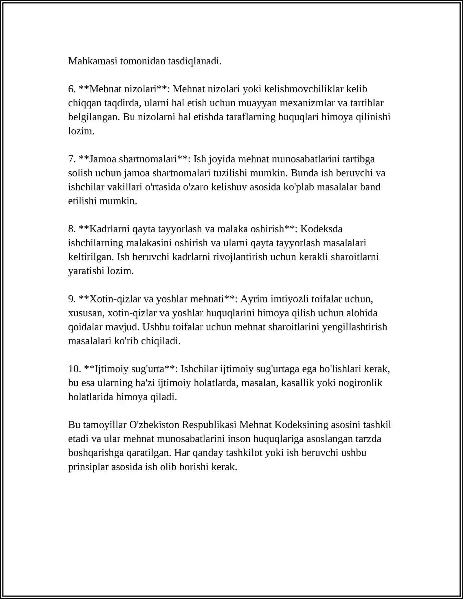 Oʻzbekiston Respublikasi Mehnat Kodeksi va unga soʻnggi yillarda kiritilgan oʻzgartirishlar 4