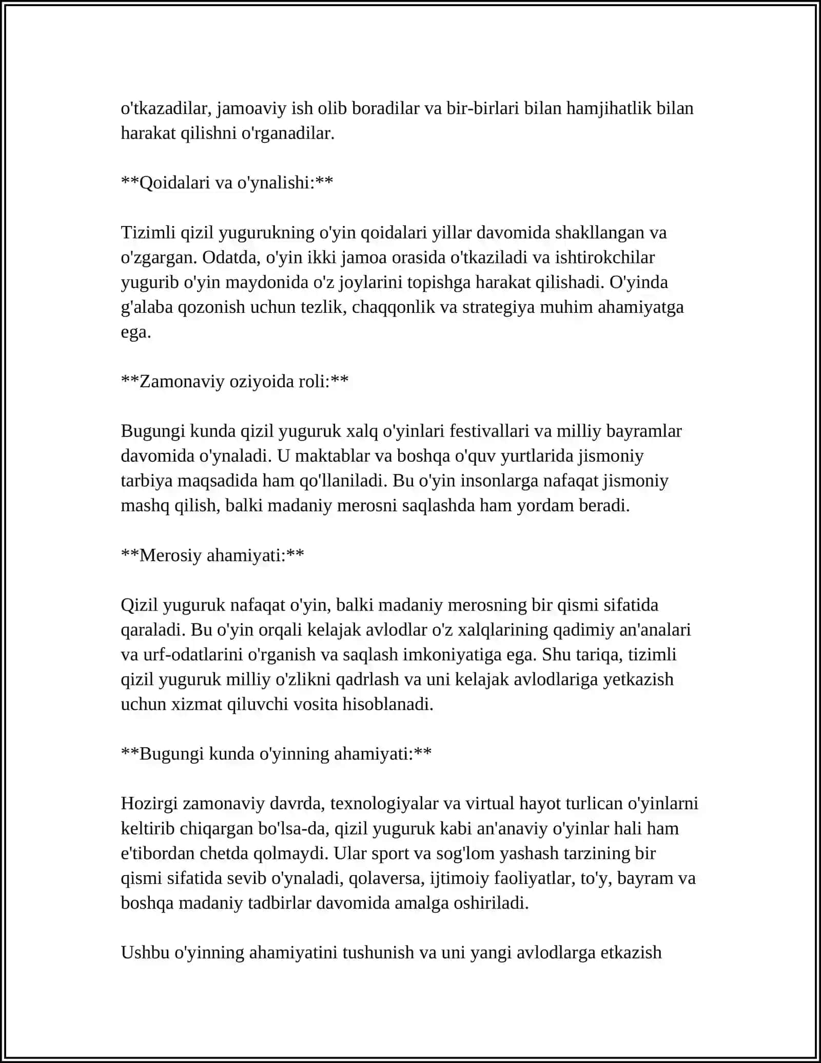 MUSTAQIL ISH Mavzu: TIZIMLI QIZIL YUGURUK 4