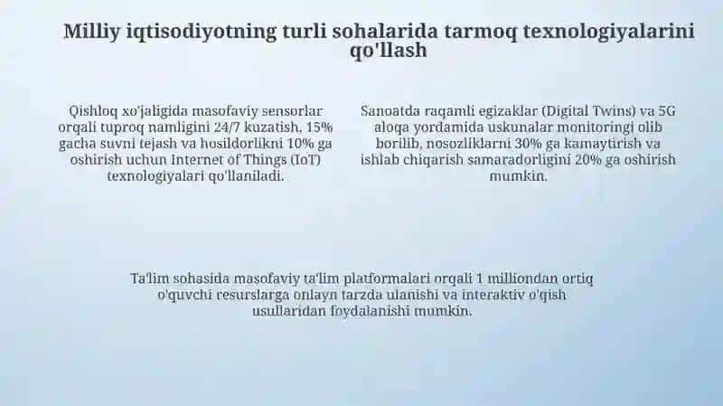Tarmoq texnologiyalarining iqtisodiyot sohalarida qo'llanilishi 4