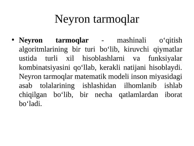 Sunʼiy neyron tarmoqlarga kirish. Eng so'dda perseptron 4