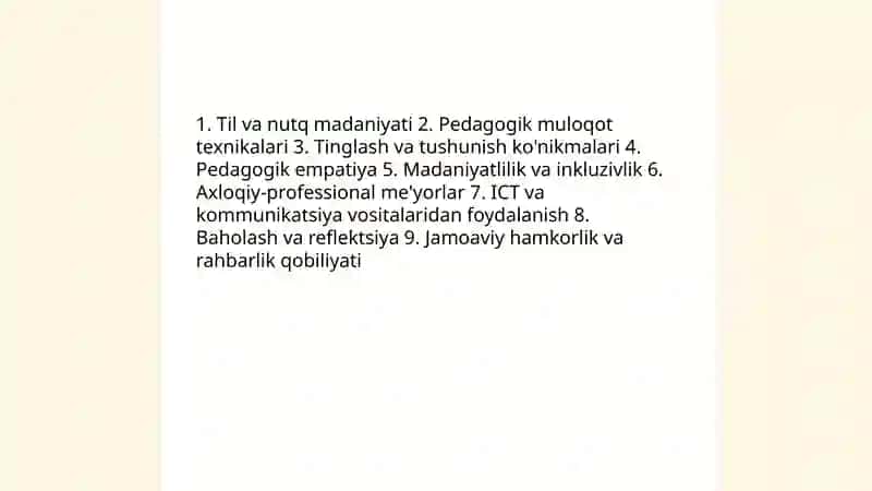 Oqituvchining kommunikativ qobiliyatini shakllantirishga qoyiladigan talablar 4