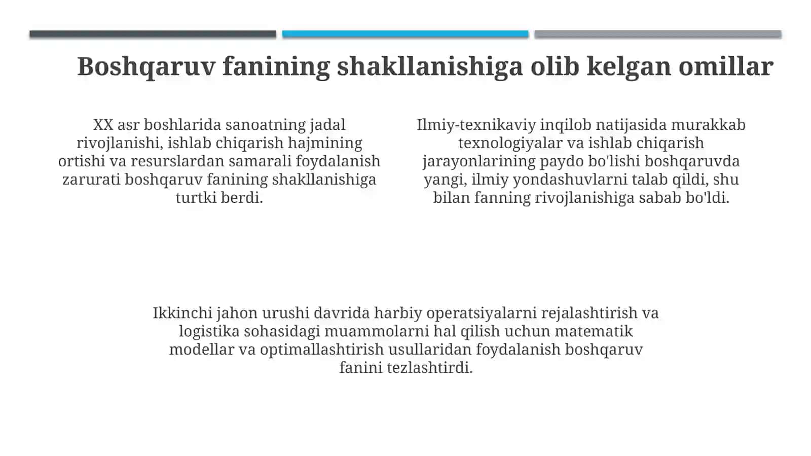 Menejment fanining shakllanishi va rivojlanish bosqichlari 4