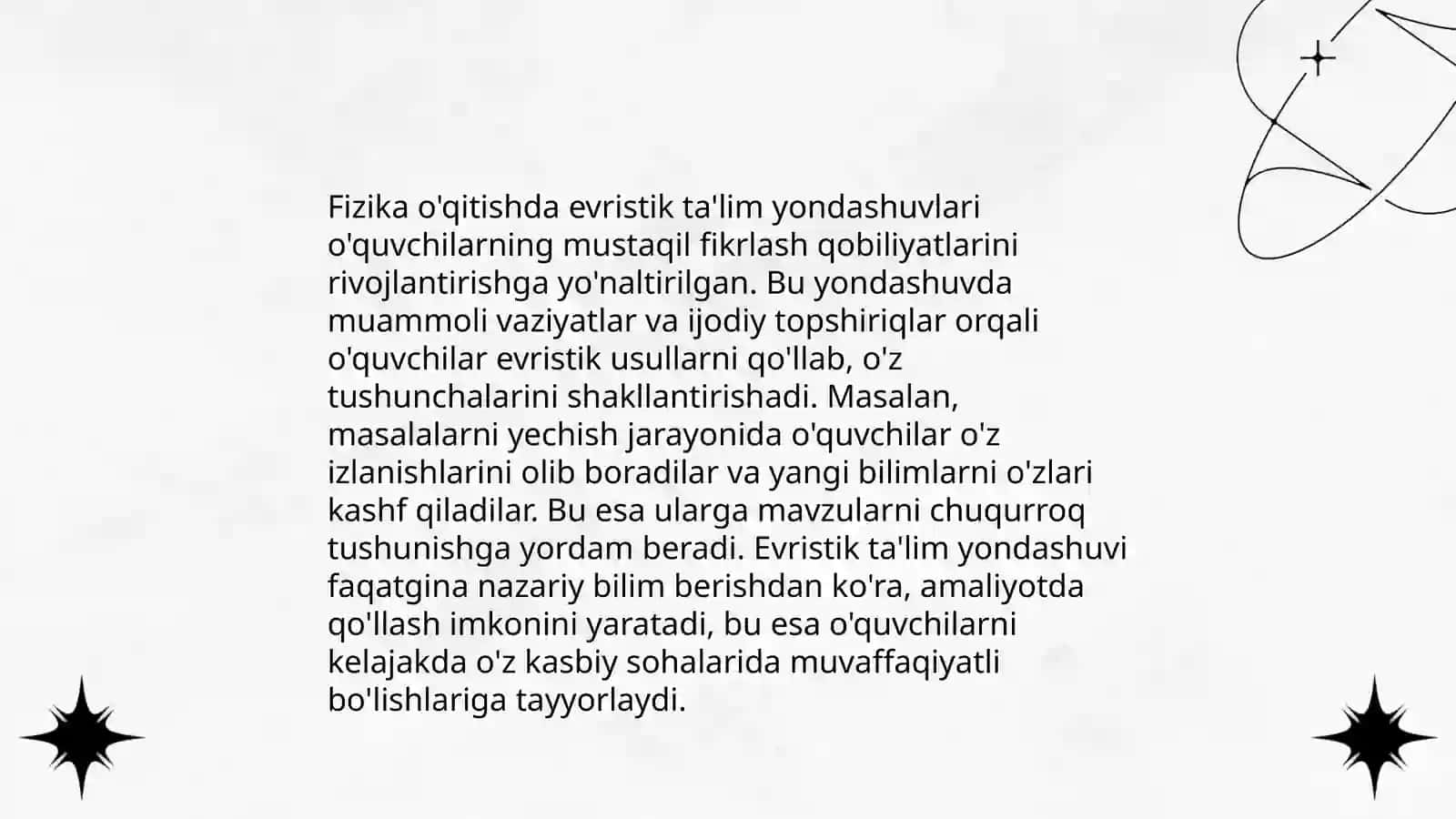 Evristik ta’lim texnologiyalarining mazmuni, ulardan fizika va astronomiya o‘qitish jarayonida foydalanish metodikasi 4