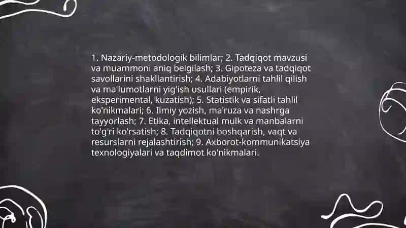 Ilmiy tadqiqot olib borish kompetentligi 4