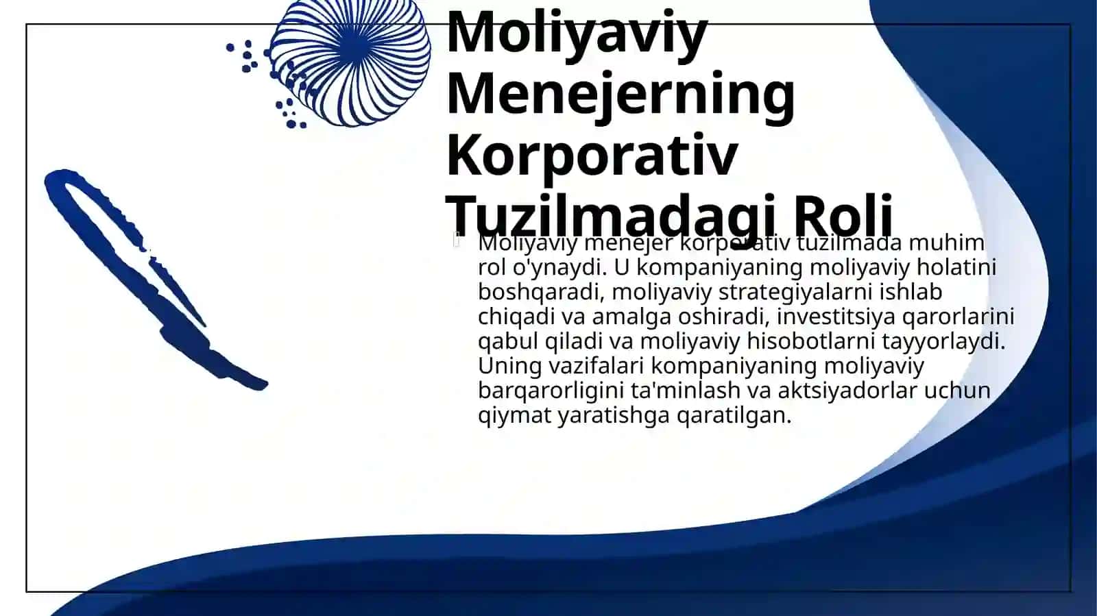 Korporativ tuzilmalarda moliyaviy menejerning vazifalari 4