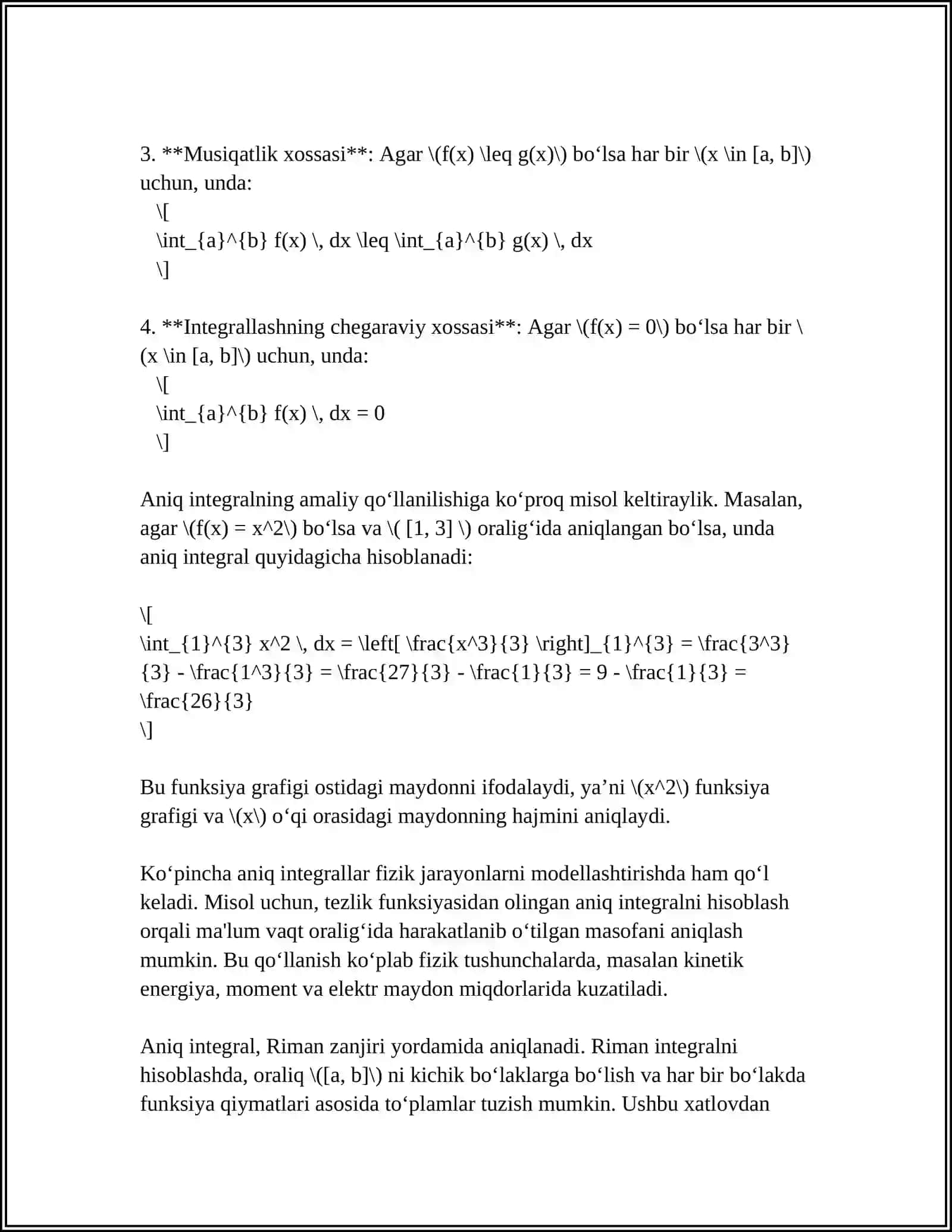 ANIQ INTEGRAL VA ULARNING IQTISODIY MASALALARGA TADBIQLARI 4