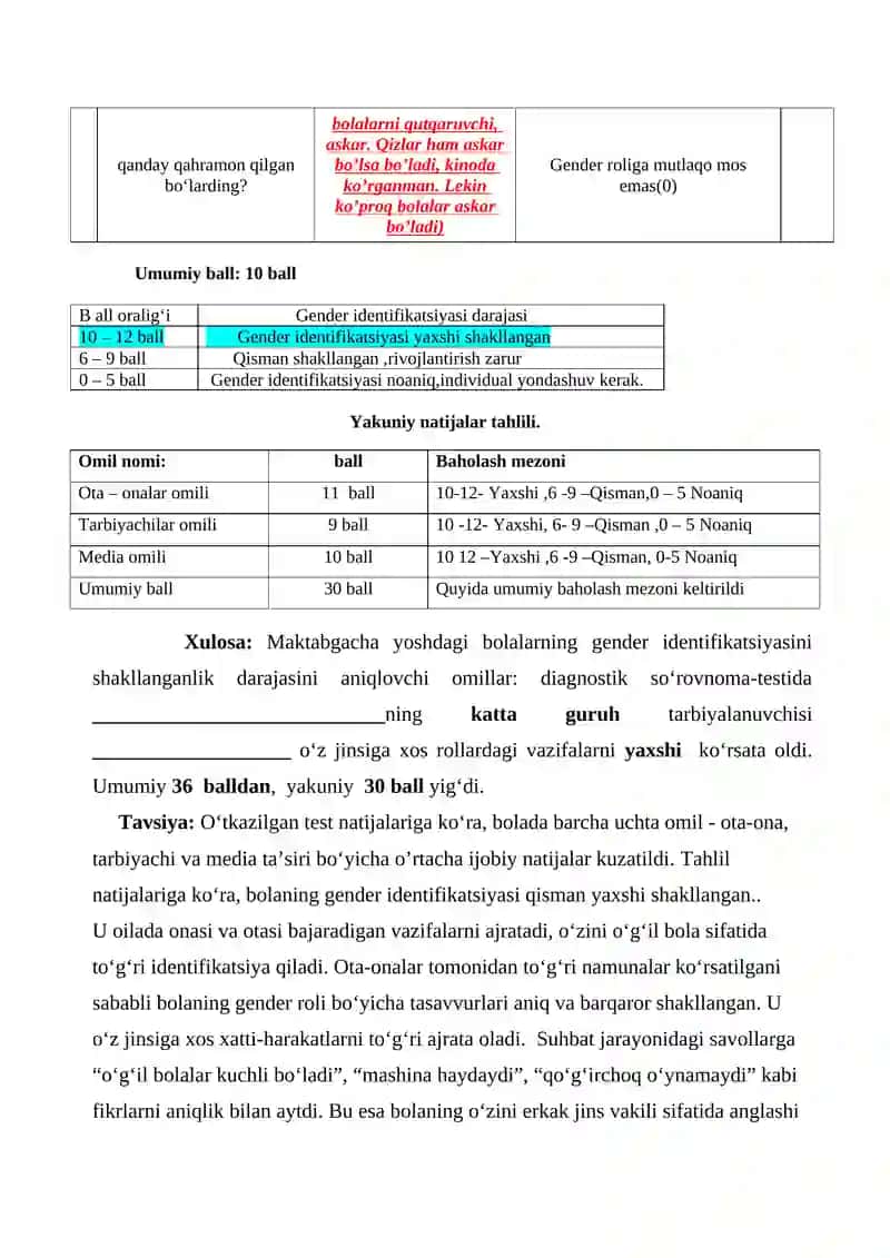 GENDER IDENTIFIKATSIYANI SHAKLLANGANLIK DARAJASINI ANIQLOVCHI OMILLAR: DIAGNOSTIK  SO‘ROVNOMA – TESTI 4