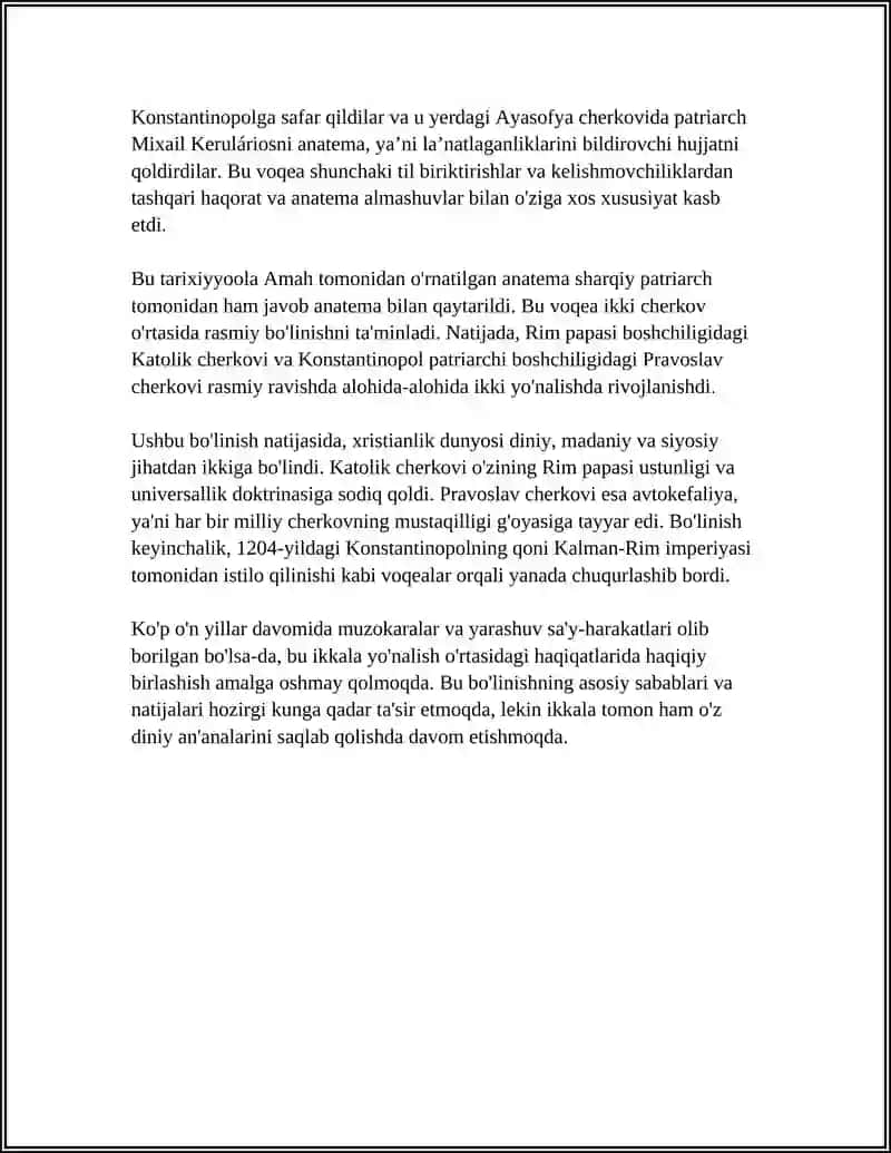XRISTIANLIKNING KATOLIK VA PRAVASLAVLIKKA BOʻLINISHI 4