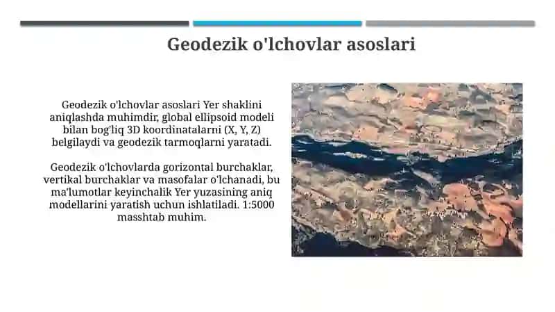 Geodezik o'lchovlar orqali Yer yuzasini tahlil qilish 4