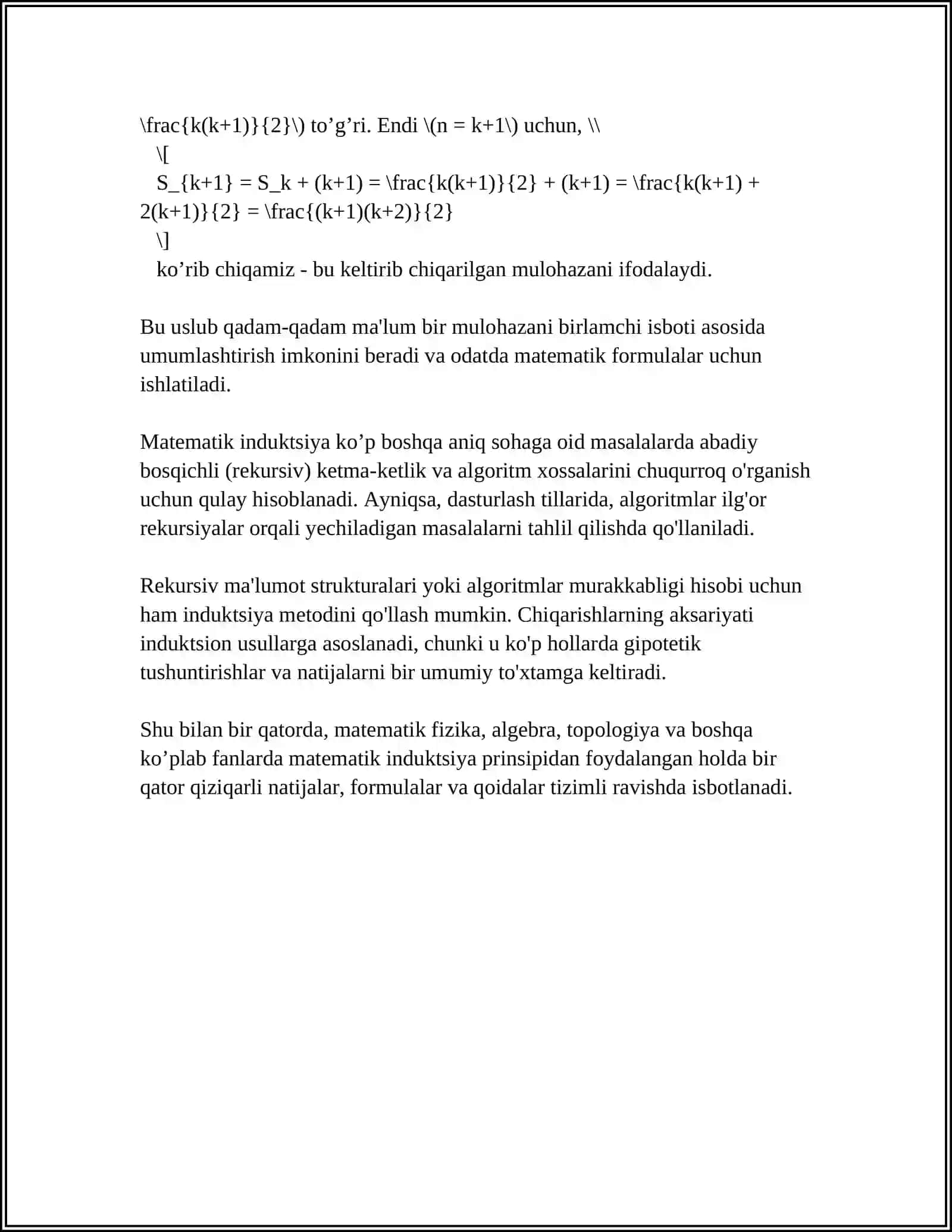 MATEMATIK INDUKSIYA METODINI QOLLASH GA OID MISOLLAR YECHISH 4