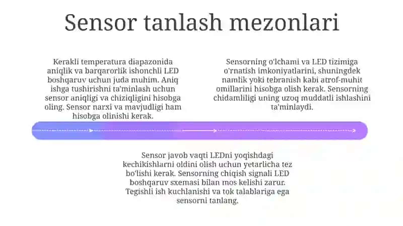 Harakatchan datchiklar. Svetodiodni (LED) ma'lum haroratda ulash 4