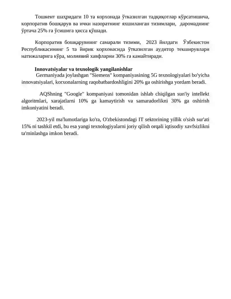 "Noaniqlik va xavfor shartlarida korxonaning iqtisodiy xavfsizligini taʼminlash" 4