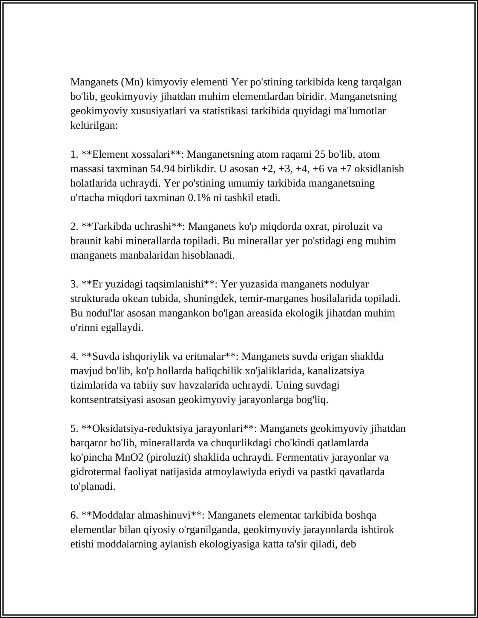 METOMORFOGEN JARAYONLAR GEOKIMYOSI XROM, MARGANETS 4