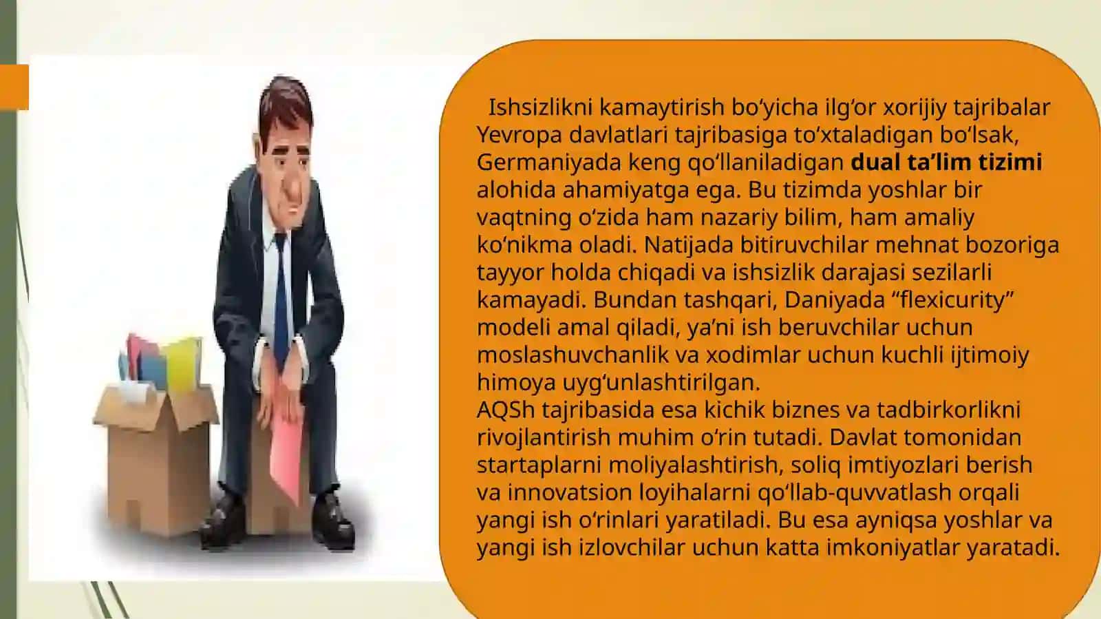 Ishsizlikni kamaytirish boʻyicha  xalqaro amaliyot va Oʻzbekiston uchun tavsiyalar 4