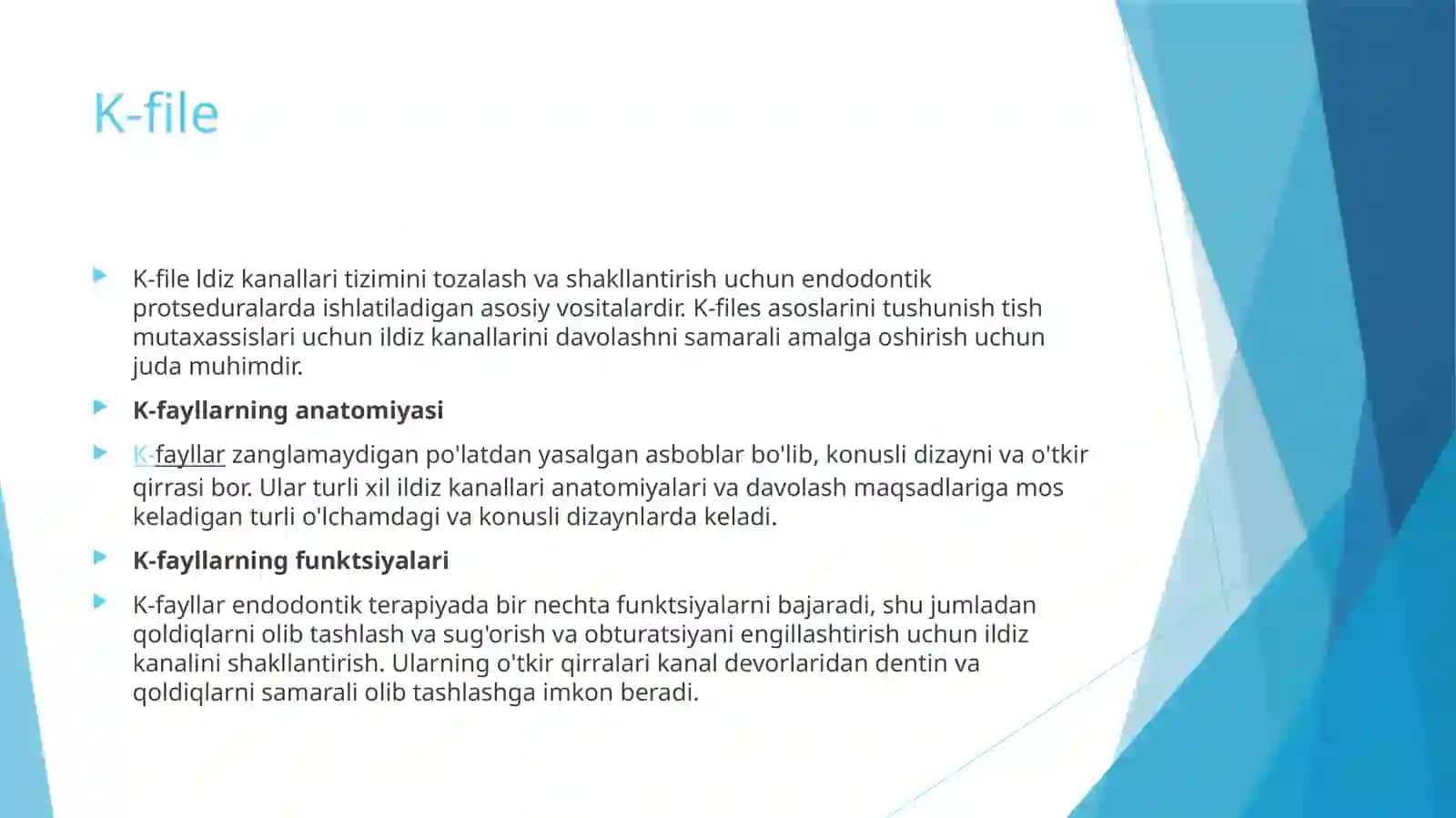Qiyin o’tuvchi va qiyshiq kanallarga ishlov berishda qo’llaniladigan endodontik C-Pilot Files (VDW,DentsplyMaillefer 4