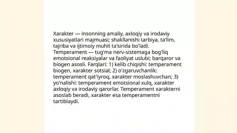 Temperament tiplari va xarakter haqida umumiy tushuncha 4