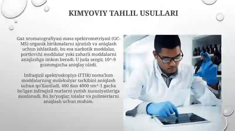 Kriminalistikada kimyoning o'rni 4