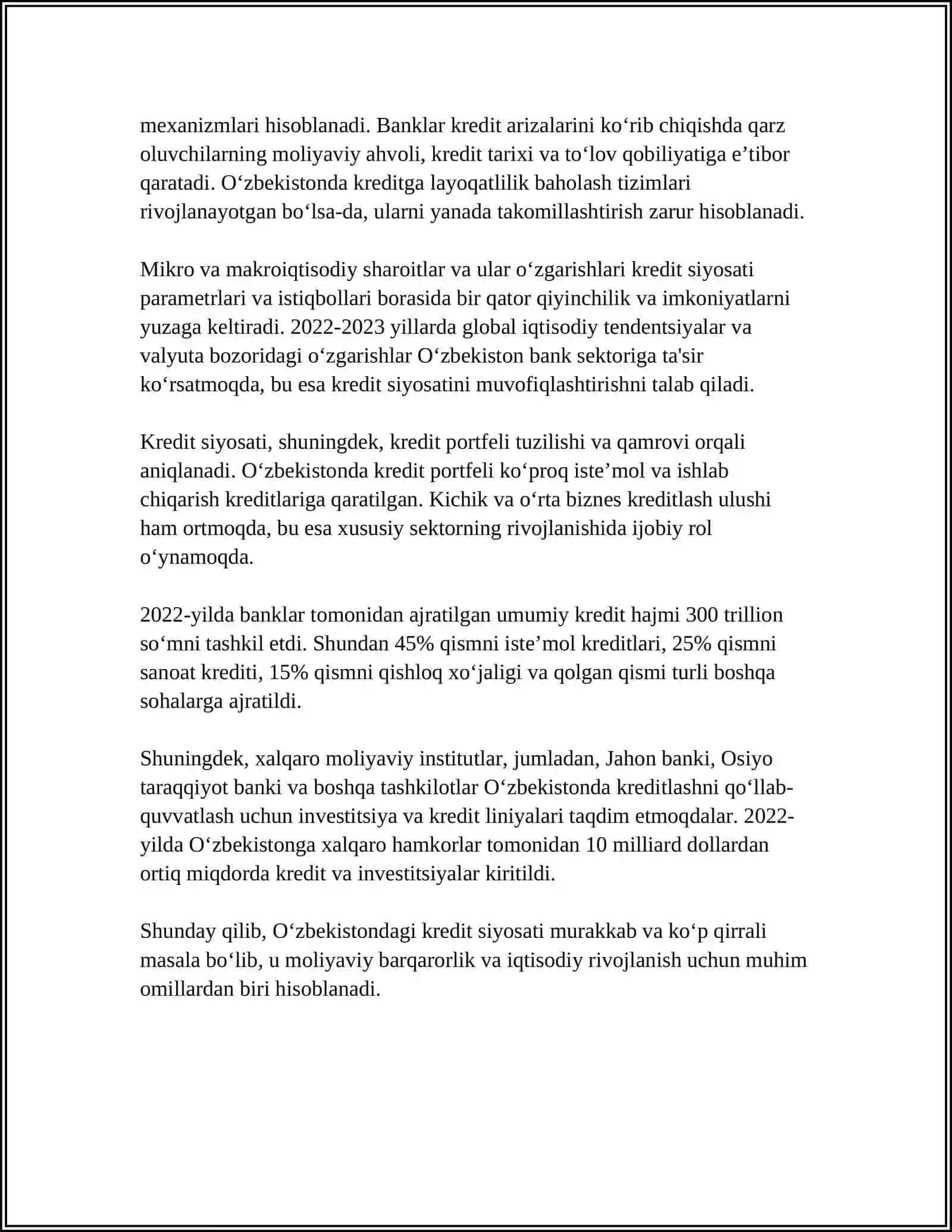 PUL KREDIT SIYOSATINI VA ULARDAN FOYDALANISH AMALIYOTI TAHLILI 4
