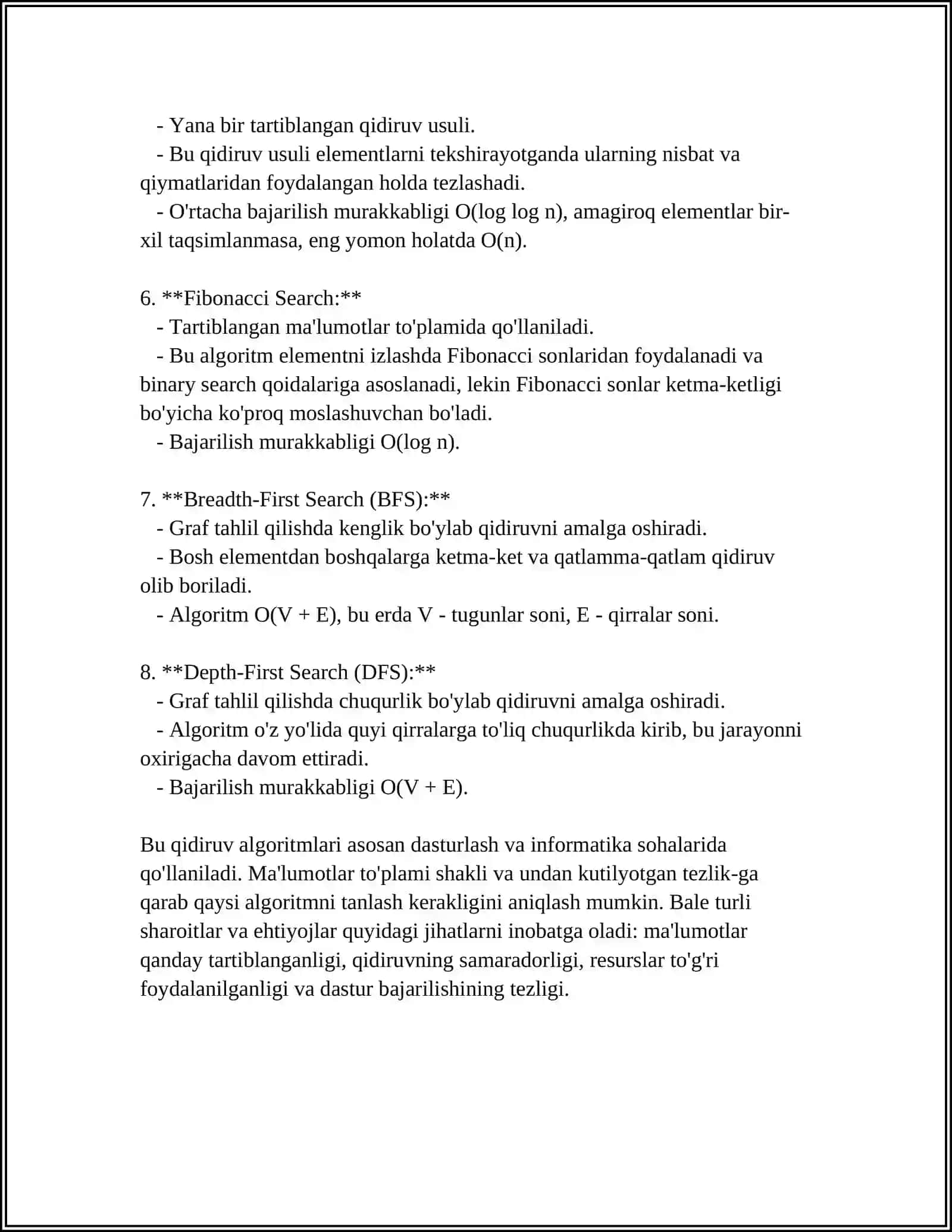 QIDURUV ALGARITIMLARI ASOSIDA RAQIB QIDIRUVINI ISHLAB CHIQISH 4