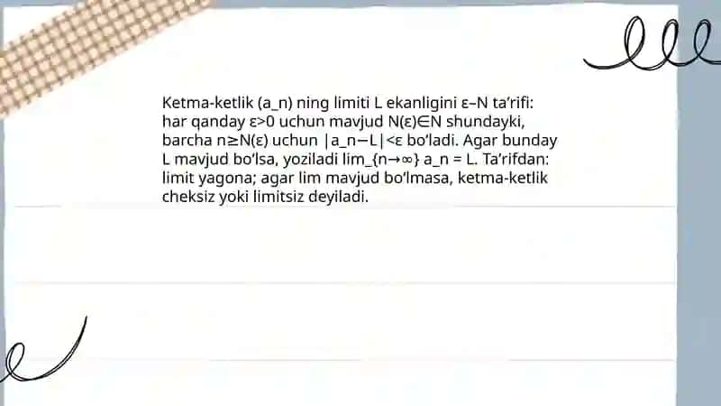 Sonli ketma-ketliklar Ajoyib limitlar 4