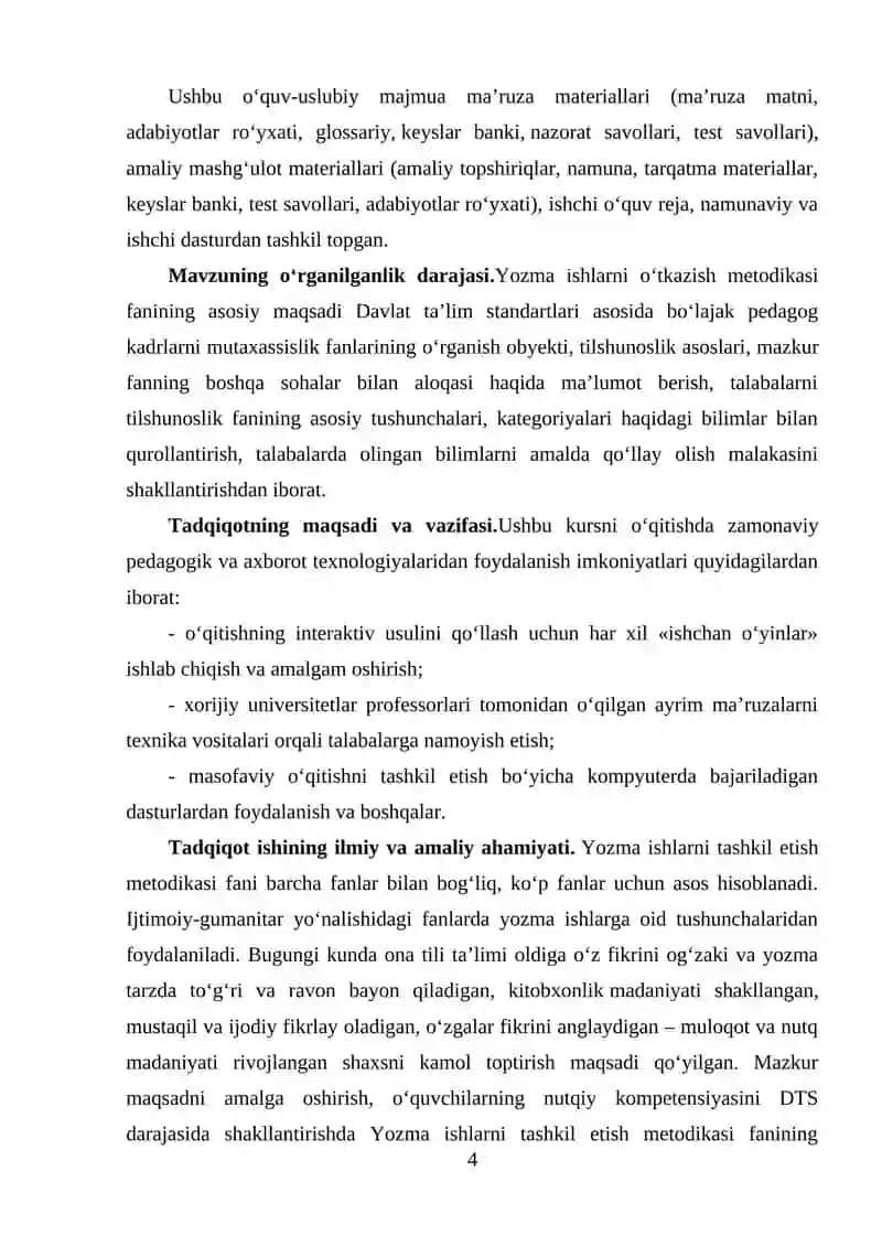 Yozma ishlarni tashkil etish mazmuni va tamoyillari 4
